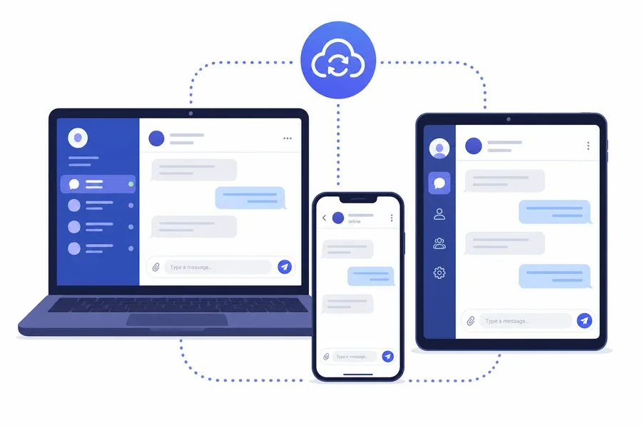 Telegram Cloud Synchronisation zwischen Smartphone und Laptop