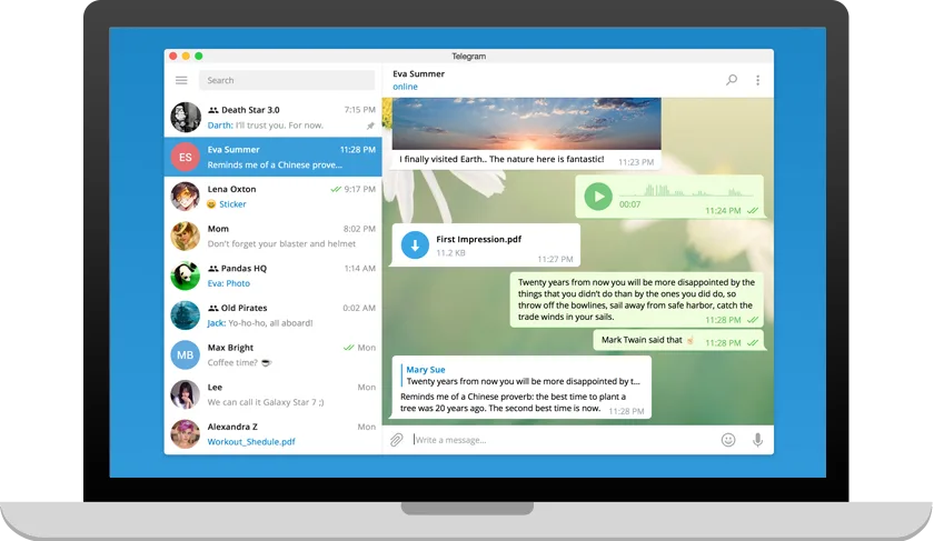 Telegram Desktop 6.2.3 auf einem Windows 11 Laptop
